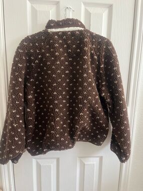 Cozy Brown Teddy Jacket with Cream Accents